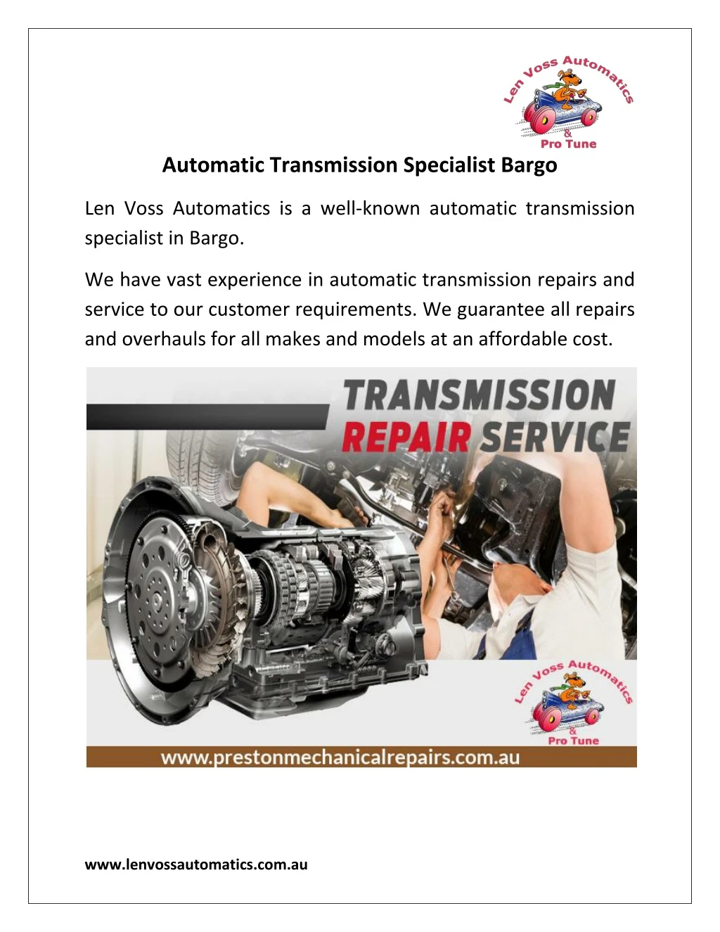 automatic transmission specialist bargo