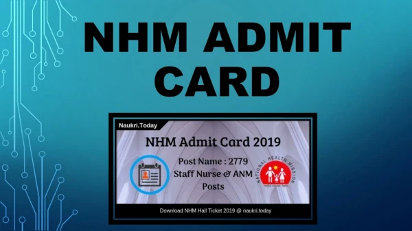Download NHM Admit Card 2019 for ANM & Staff Nurse Exam Date