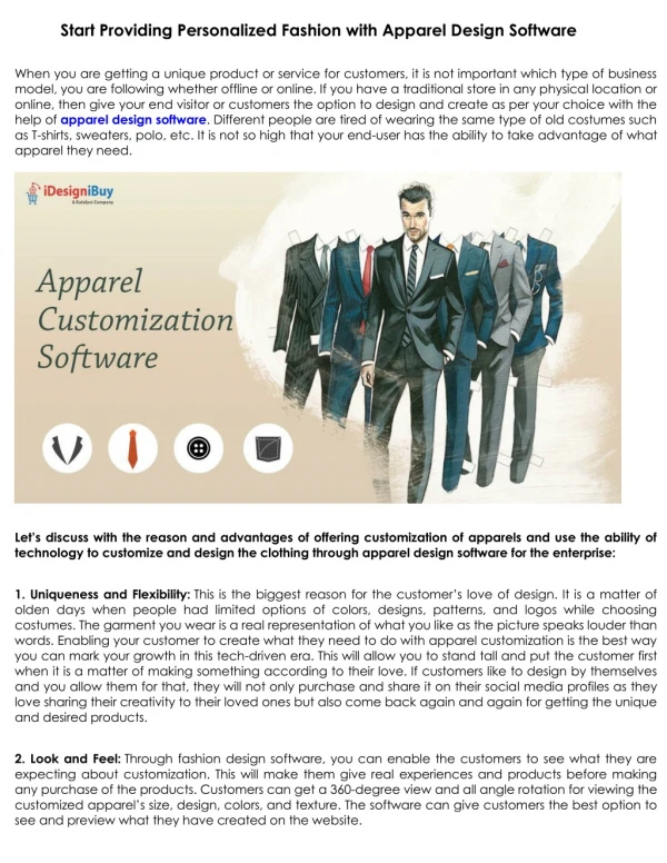 Start Providing Personalized Fashion with Apparel Design Software