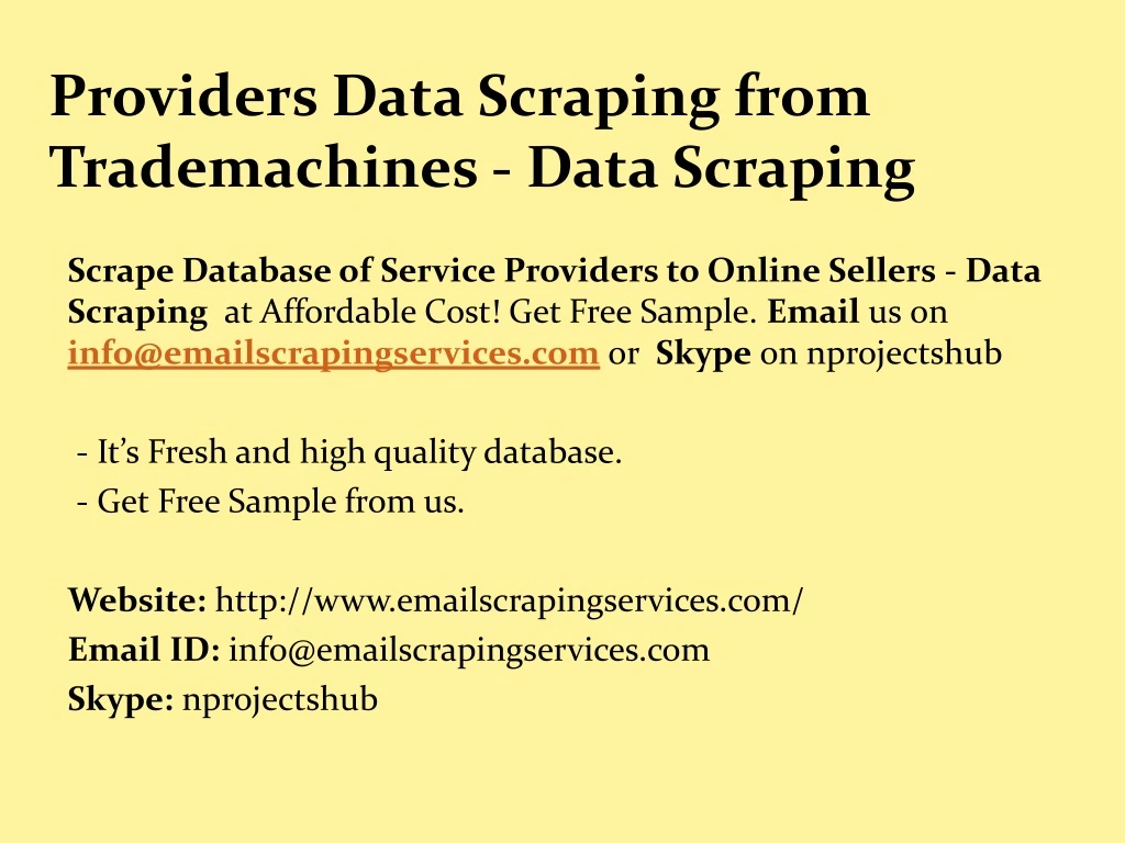 providers data scraping from trademachines data scraping