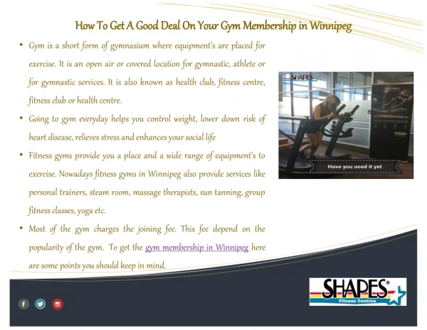 How To Get a Good Deal On Your Gym Membership in Winnipeg.