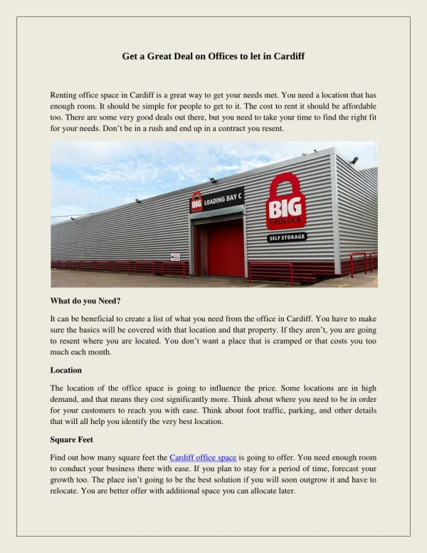 get a great deal on offices to let in cardiff