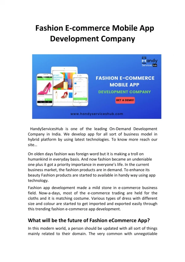 On Demand Fashion Ecommerce Mobile App Development