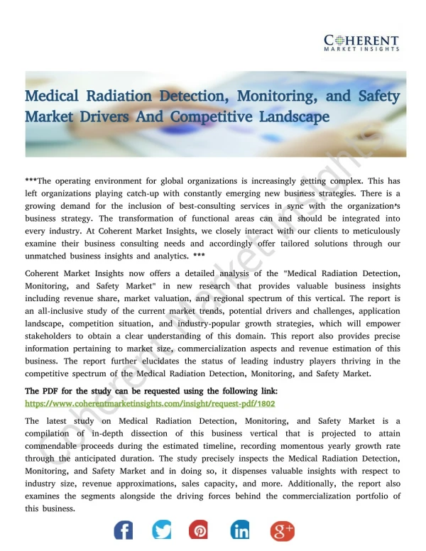 Medical Radiation Detection, Monitoring, and Safety Market Drivers And Competitive Landscape