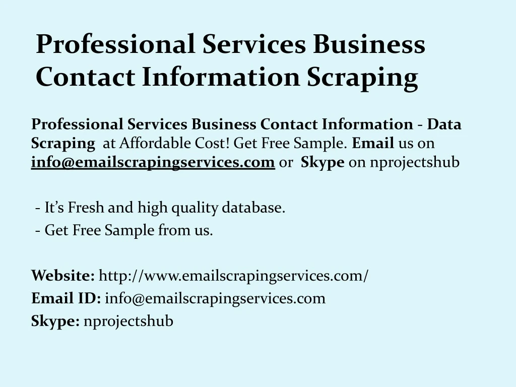 professional services business contact information scraping