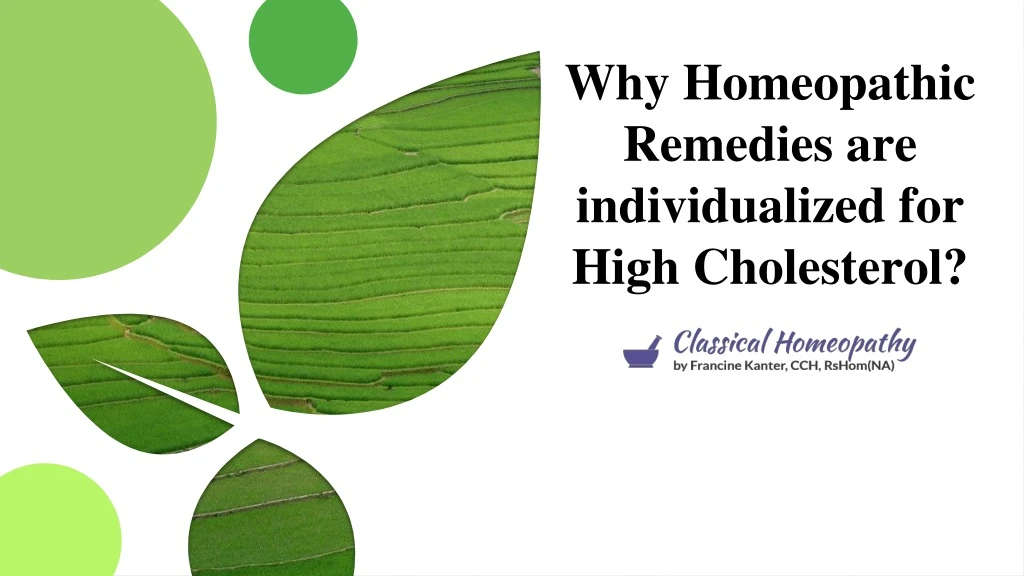 why homeopathic remedies are individualized for high cholesterol