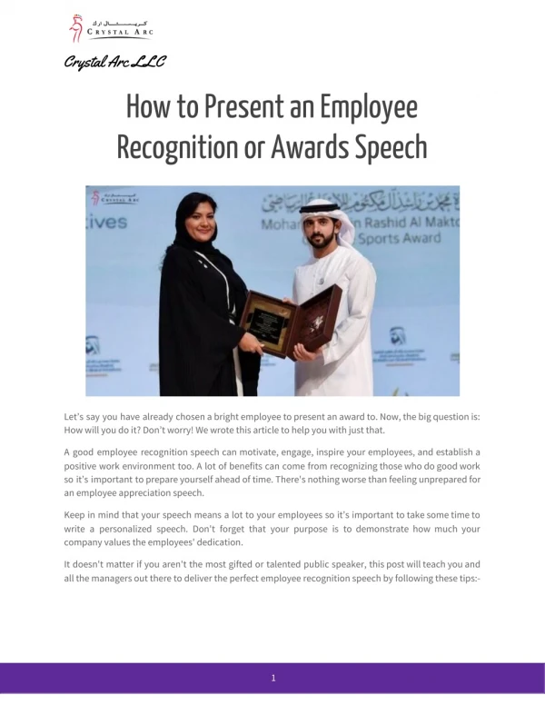 How to Present an Employee Recognition or Awards Speech