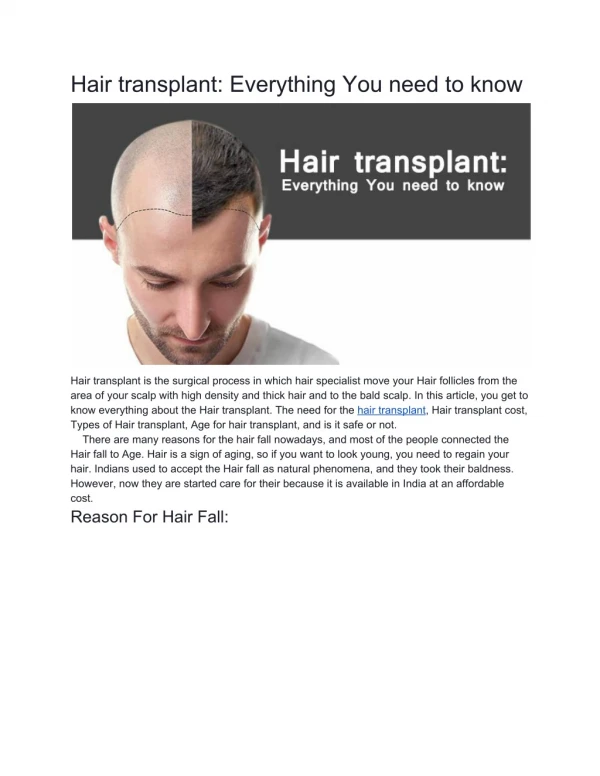 Hair Transplant: everything You need to Know