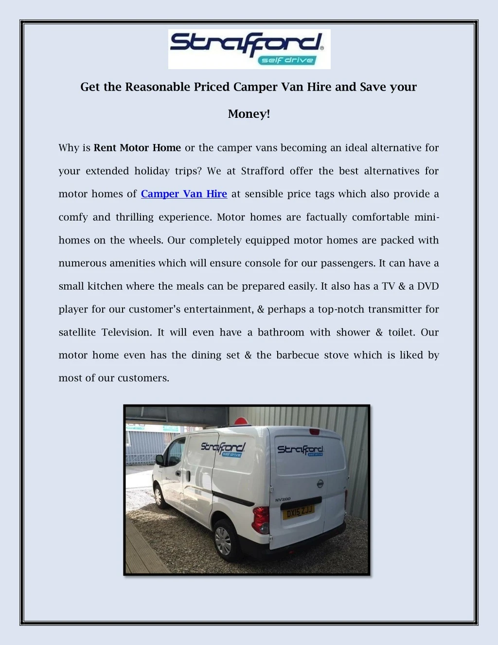 get the reasonable priced camper van hire