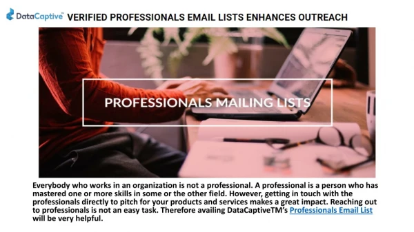 VERIFIED PROFESSIONALS EMAIL LISTS ENHANCE OUTREACH