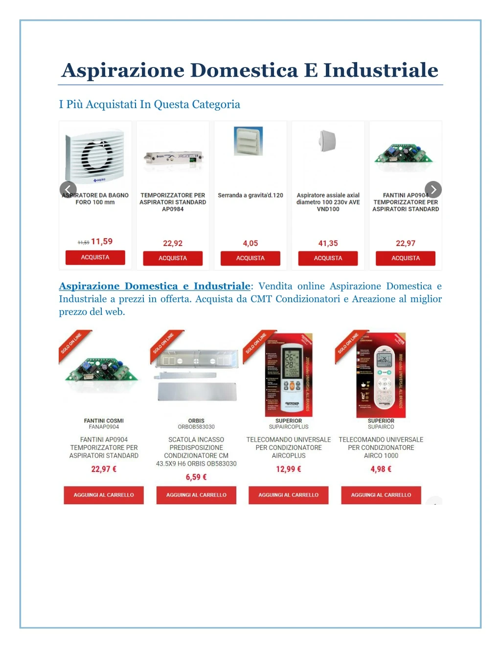 aspirazione domestica e industriale