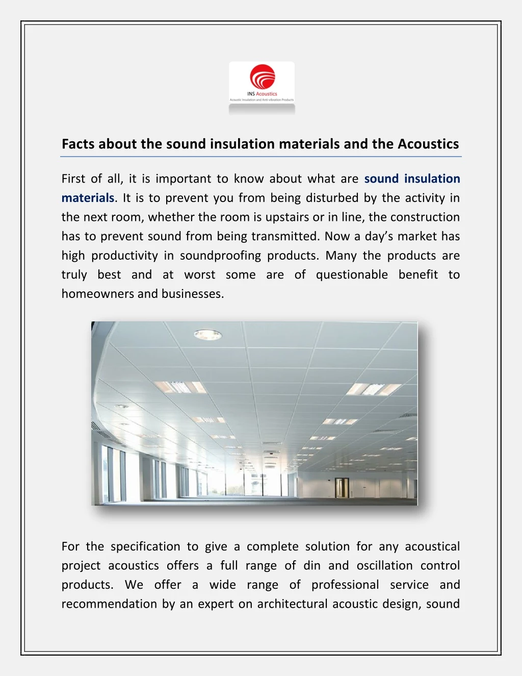 facts about the sound insulation materials