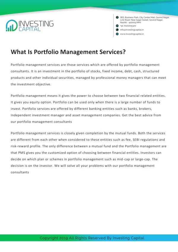 What Is Portfolio Management Services?