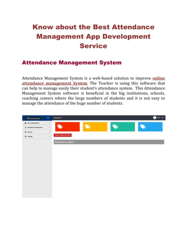 Know about what Attendance Management App Development Service