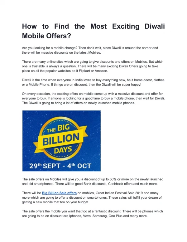 How to Find the Most Exciting Diwali Mobile Offers?