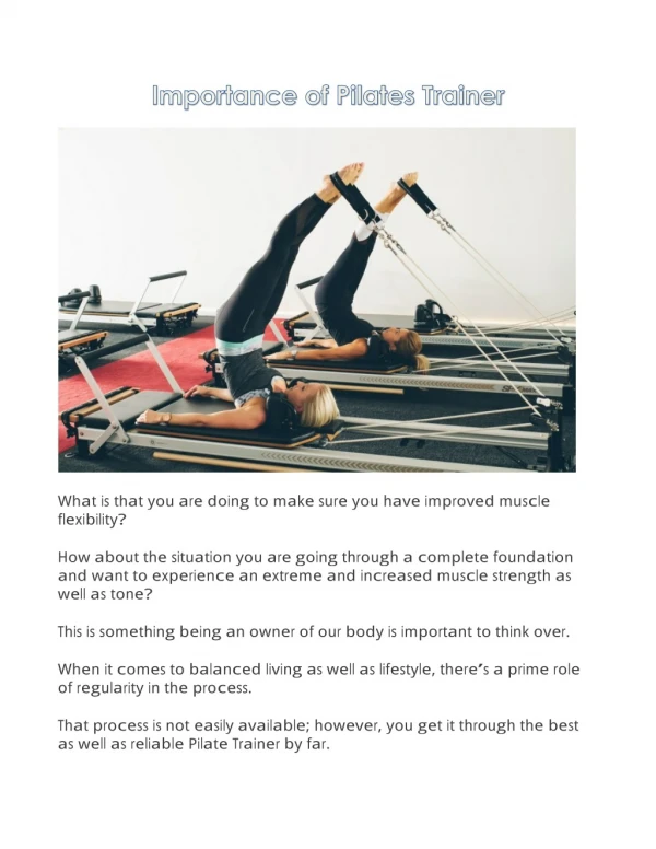 Importance of Pilates Trainer