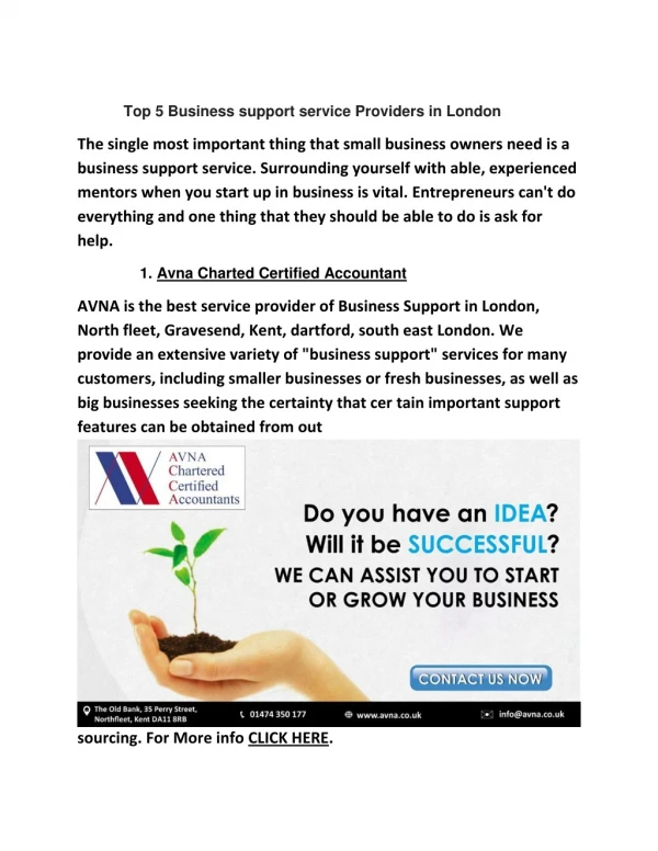 Top 5 Business support service Providers in London-Avna