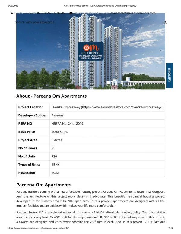 Om Apartments Sector 112, Affordable Housing Dwarka Expressway