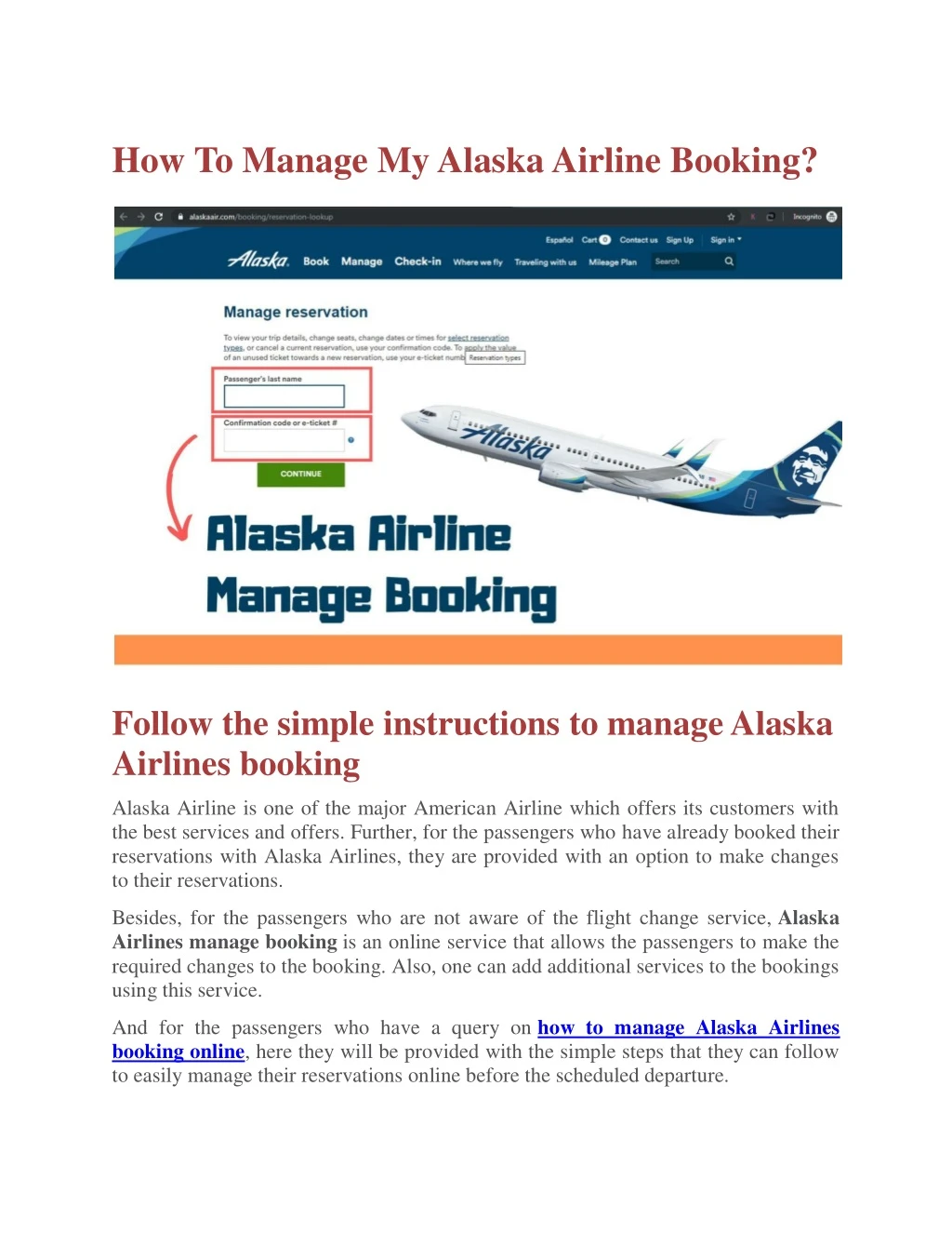 how to manage my alaska airline booking