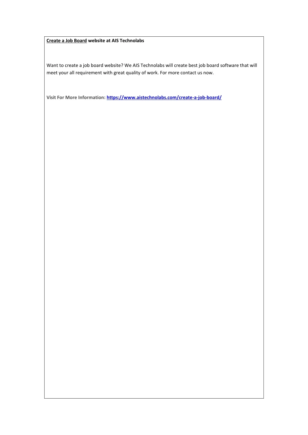 create a job board website at ais technolabs