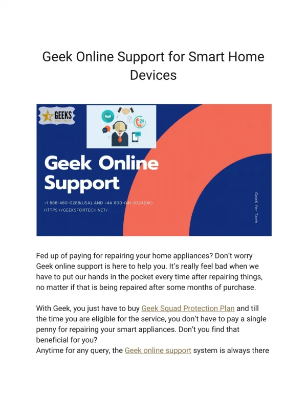 Geek Online Support for Smart Home Devices