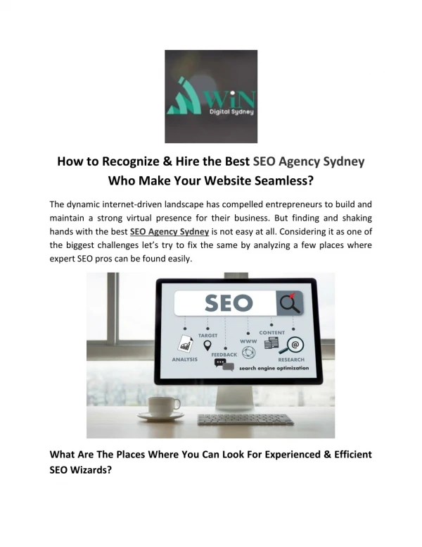 How to Recognize & Hire the Best SEO Agency Sydney Who Make Your Website Seamless?