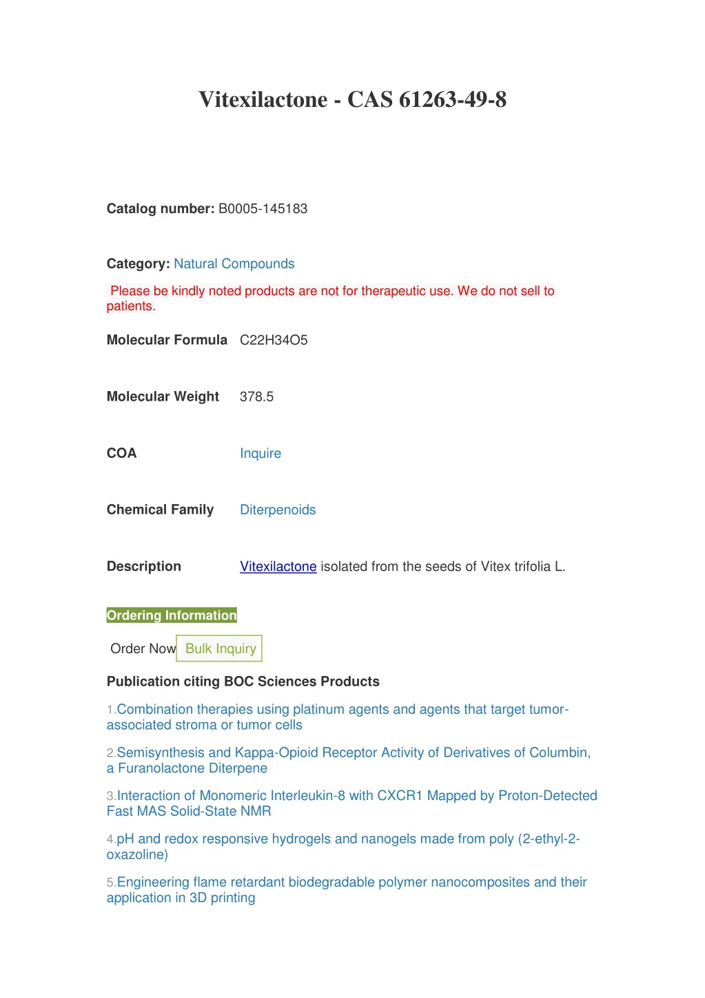 vitexilactone cas 61263 49 8