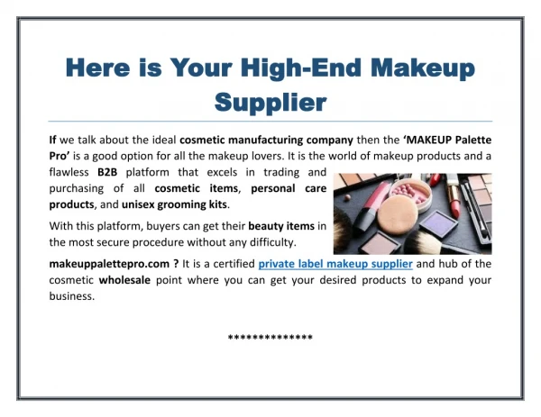 Private Label Makeup Supplier