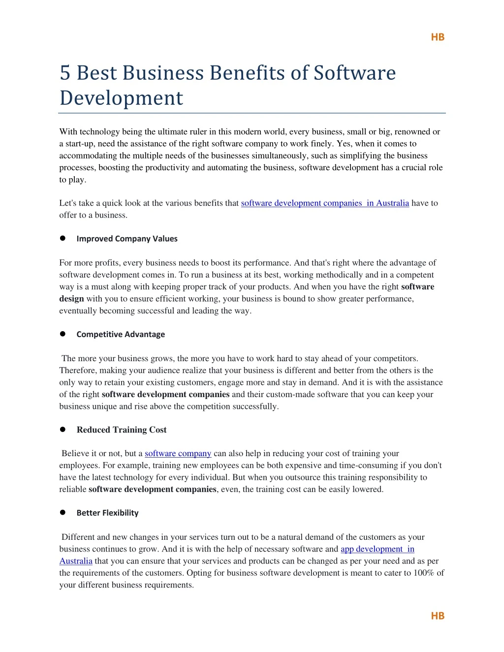 5 best business benefits of software development