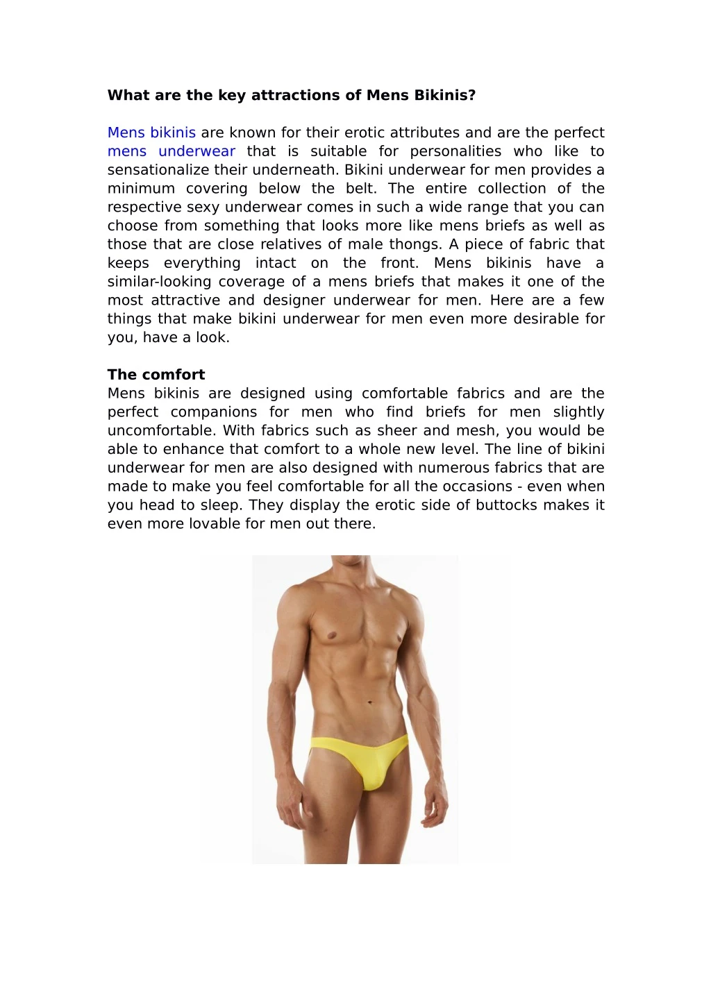 what are the key attractions of mens bikinis