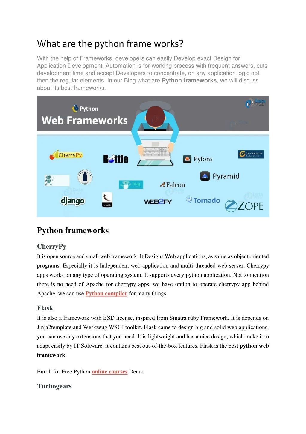 what are the python frame works