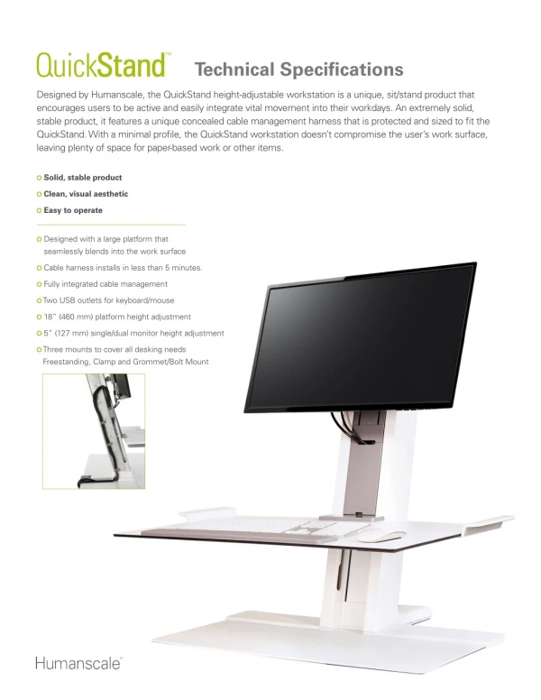 Adjustable & Portable Standing Desk | QuickStand Eco | Humanscale