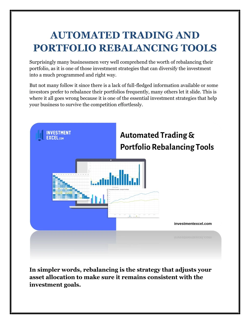automated trading and portfolio rebalancing tools