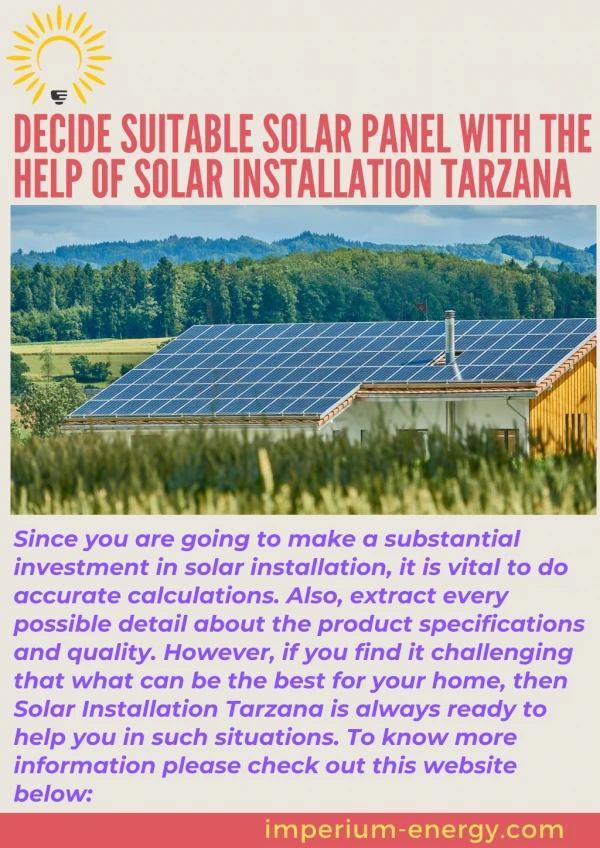 Decide Suitable Solar Panel With The Help Of Solar Installation Tarzana
