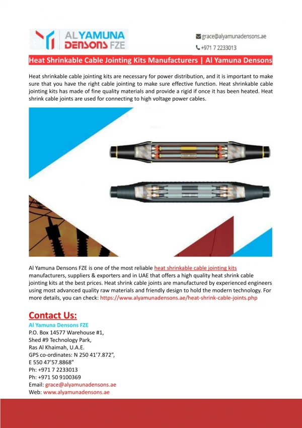 Heat Shrinkable Cable Jointing Kits Manufacturers