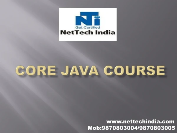 Learn Core Java From Experts of NetTech India