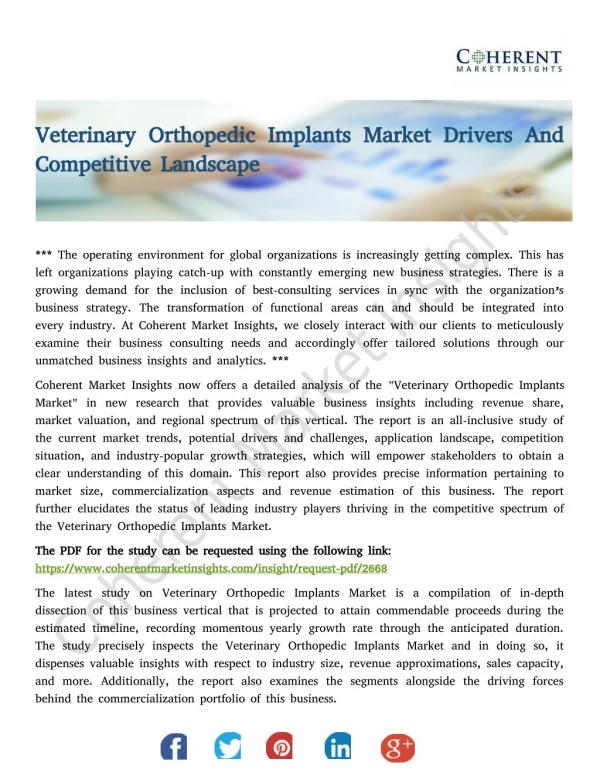 Veterinary Orthopedic Implants Market Drivers And Competitive Landscape