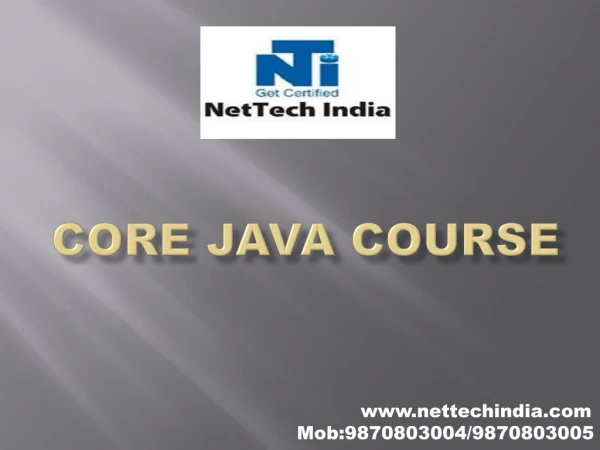 Learn Core Java From Experts of NetTech India