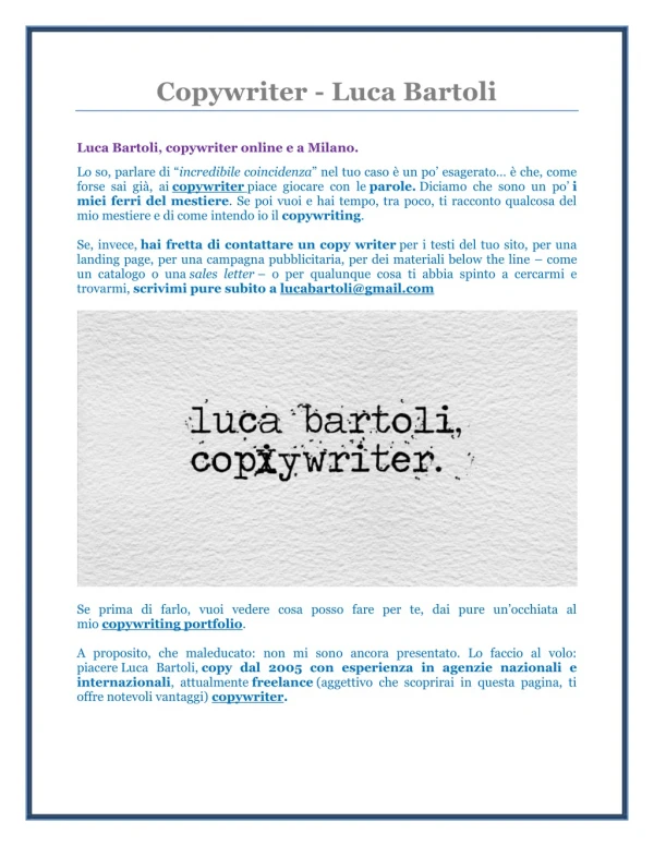 Copywriter - Luca Bartoli