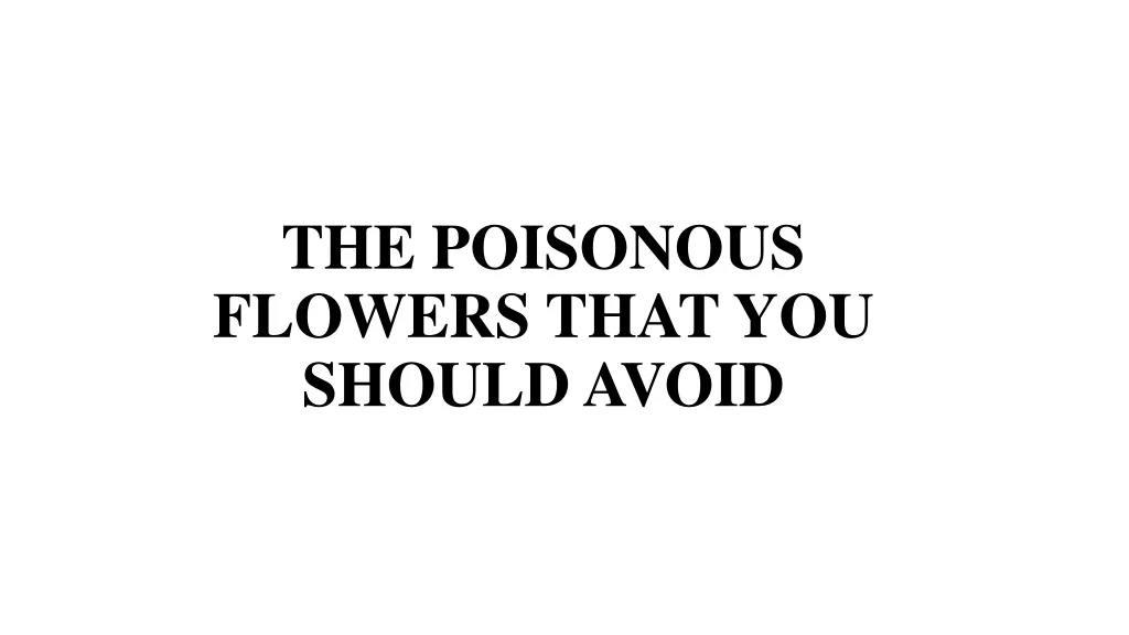 the poisonous flowers that you should avoid