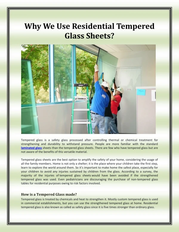 Why We Use Residential Tempered Glass Sheets?