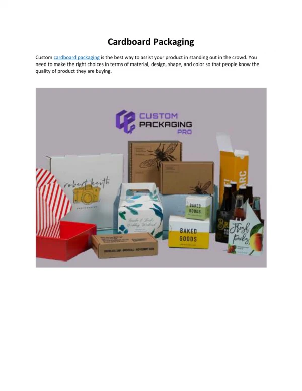 Cardboard Packaging - Custom Packaging Pro