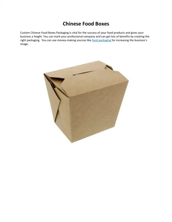 Chinese Food Boxes - Custom Packaging Pro