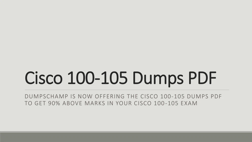 cisco 100 105 dumps pdf