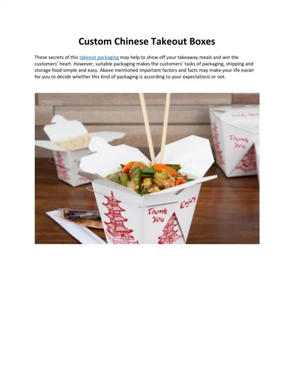 Custom Chinese Takeout Boxes - Custom Packaging Pro