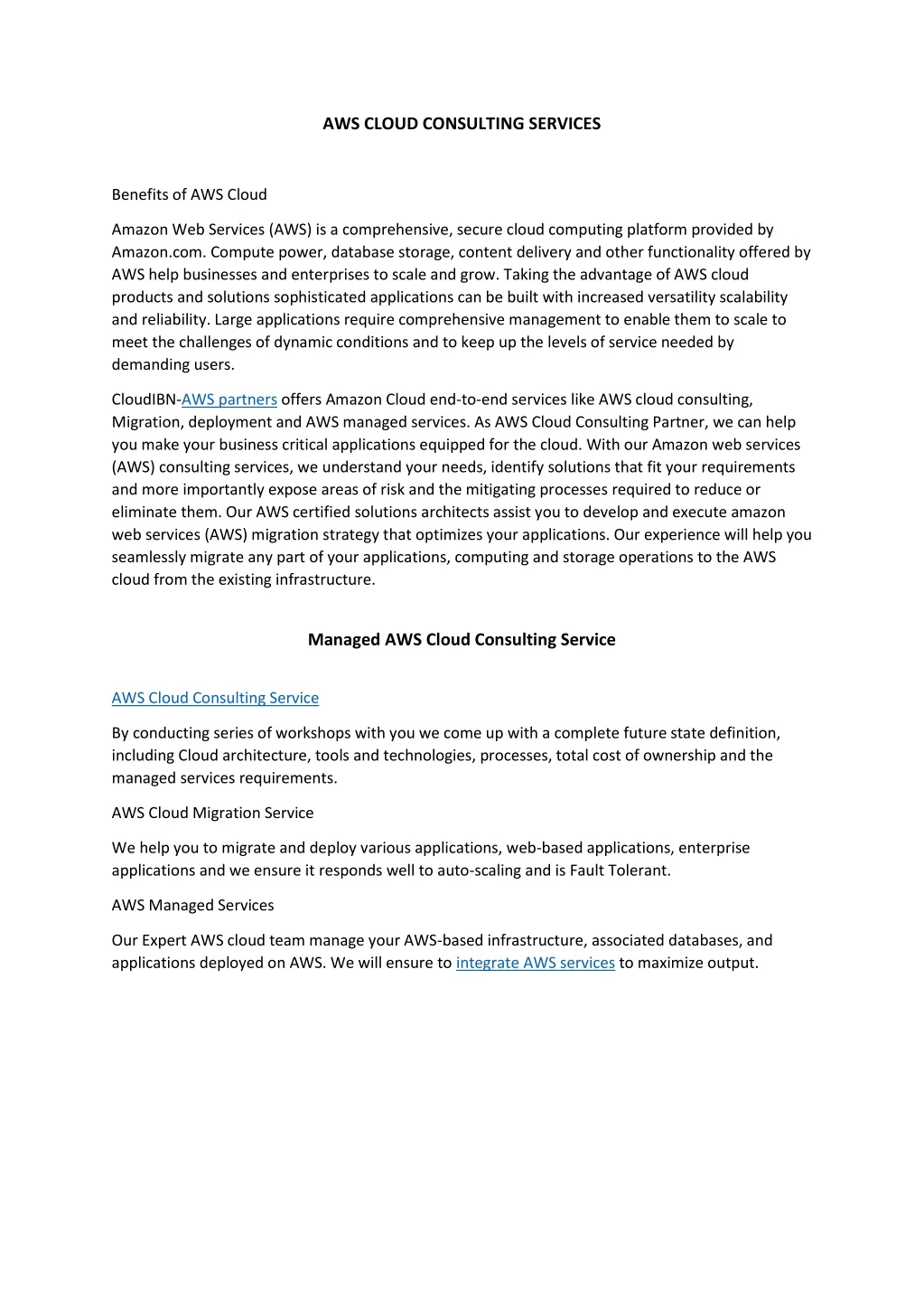 aws cloud consulting services