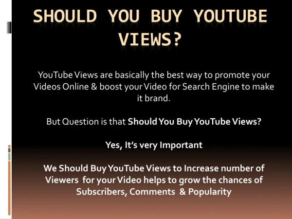Should you Buy YouTube Views?