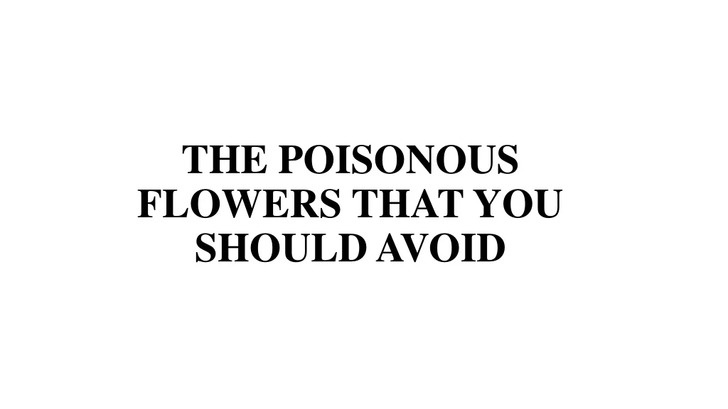 the poisonous flowers that you should avoid