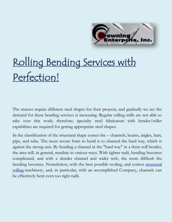 Rolling Bending Services with Perfection!
