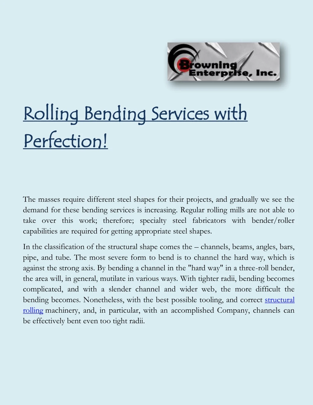 rolling bending services rolling bending services